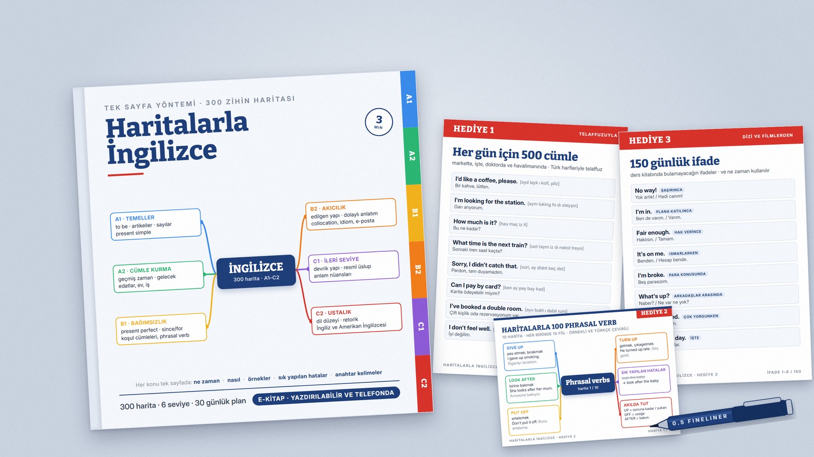 Haritalarla İngilizce – üç hediyeyle birlikte paket